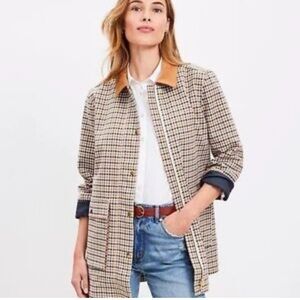 LOFT Checkered Blazer with Tan Accents